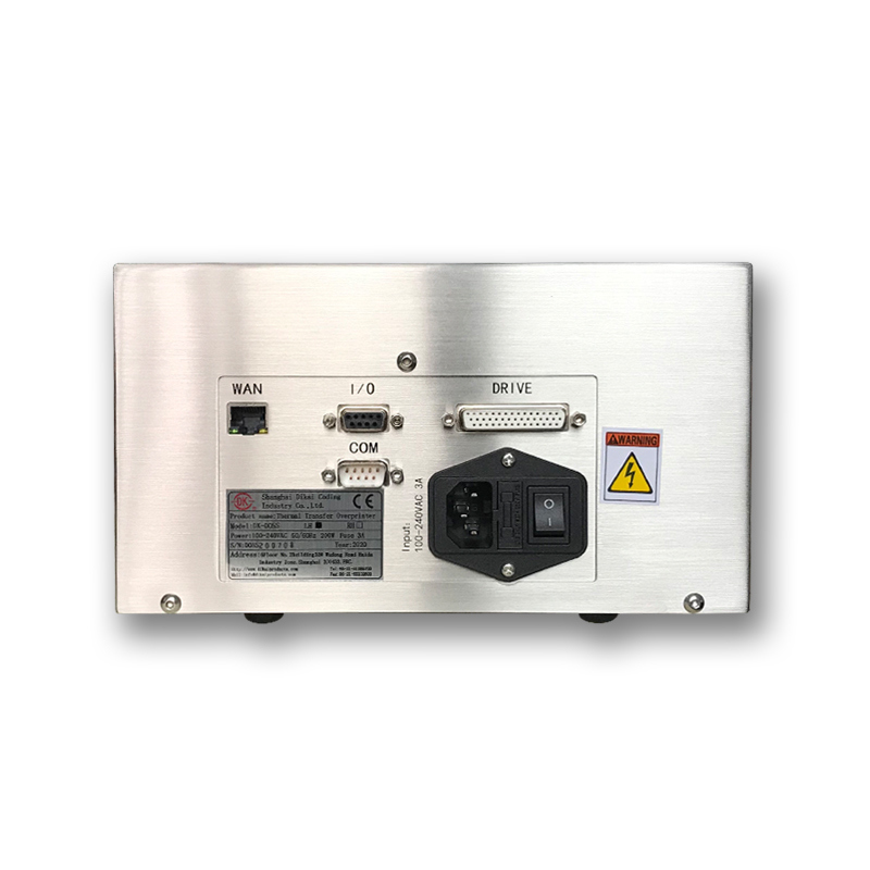 Surimprimante automatique de transfert thermique DIKAI D05S avec une surface d'impression maximale de 53 mm*150 mm et une alimentation en air de 6 bar/90 psi